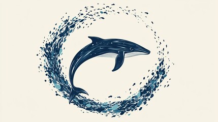 Blue Whale Circle Frame World Oceans Day Celebration
