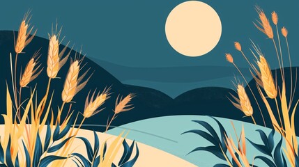 Flat Vector Illustration of Wheat for Food Production and Agriculture