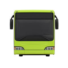 Front view of a green city bus.