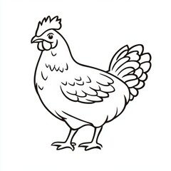 Continuous Line Art Hen Design: Simplistic Chicken Logo for Farm and Wildlife Branding