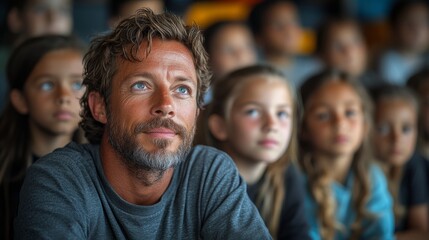 A mentor ignites enthusiasm in eager kids in a lively classroom