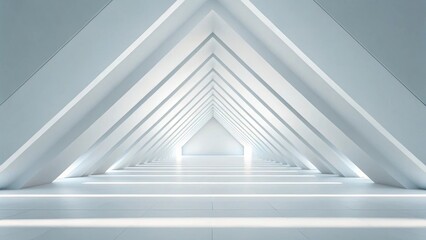 Fototapeta premium A surreal 3D render of a minimalist white architectural space with geometric shapes, and clean lines creating an abstract and ethereal atmosphere.