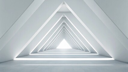 Fototapeta premium A surreal 3D render of a minimalist white architectural space with geometric shapes, and clean lines creating an abstract and ethereal atmosphere.