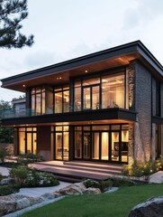 Obraz premium Large modern home appears to be a residential building