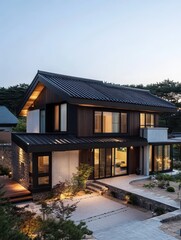Naklejka premium The modern house and architectural design of the house