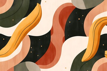 Obraz premium Abstract art with fluid shapes, warm colors, and textures, used for graphic design