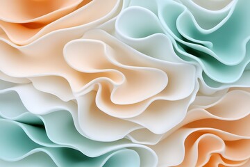 Abstract pastel waves, close-up, studio, layered patterns forming background, for modern design concepts