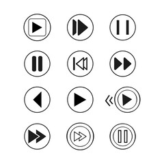Media Control Button Icons Set.