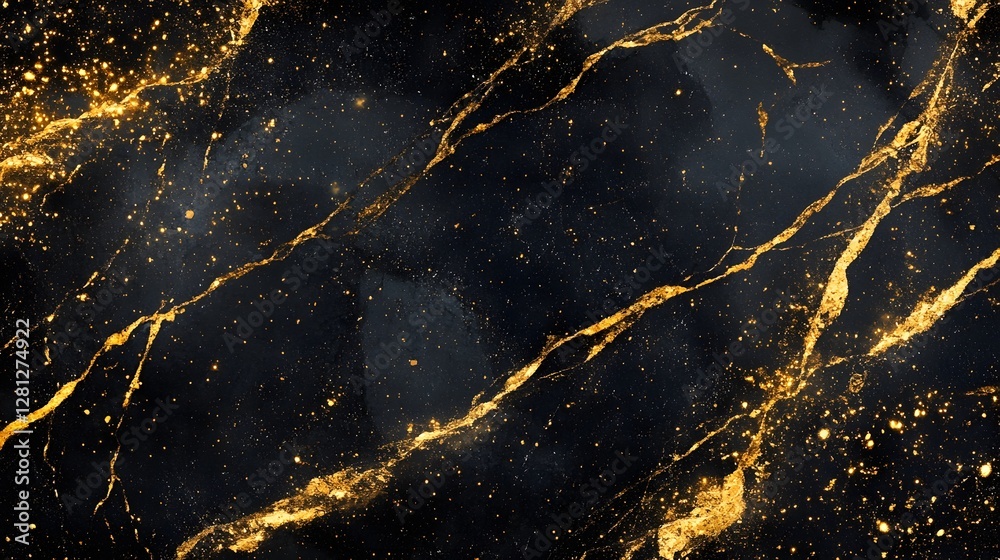 Poster Dramatic and captivating abstract background featuring a glowing golden marble like texture with a mesmerizing swirling pattern of luminous shimmering splattered details  This luxurious