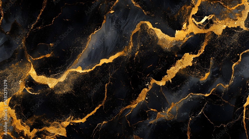 Aufkleber dramatic and captivating abstract background with a stunning golden cracked marble texture pattern t