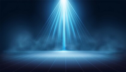abstract dark background with blue glowing mist smoke and light beam on the floor empty scene for product presentation room or studio background  illustration