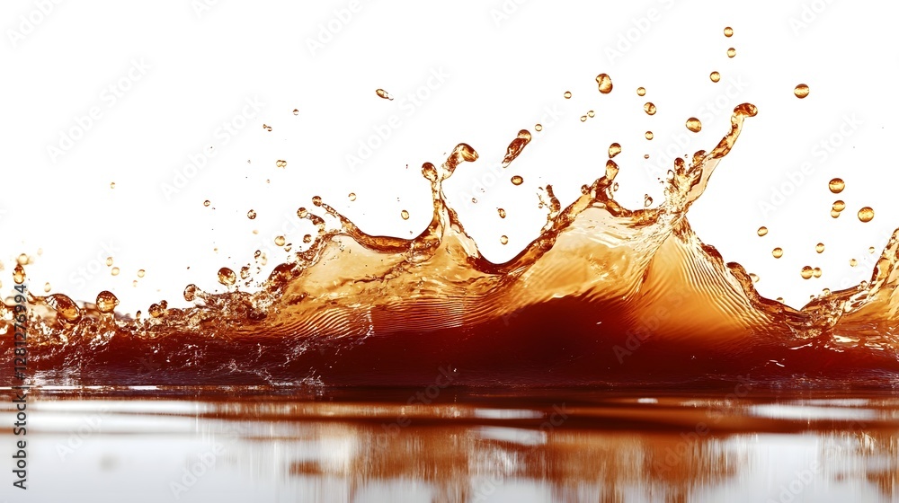 Poster Dramatic and energetic image showcasing a dynamic liquid splash with powerful movement turbulent waves and vibrant color effects