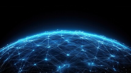 Obraz premium Abstract glowing blue digital sphere on dark background. Futuristic technology concept. Network connection. Global communication. Data visualization