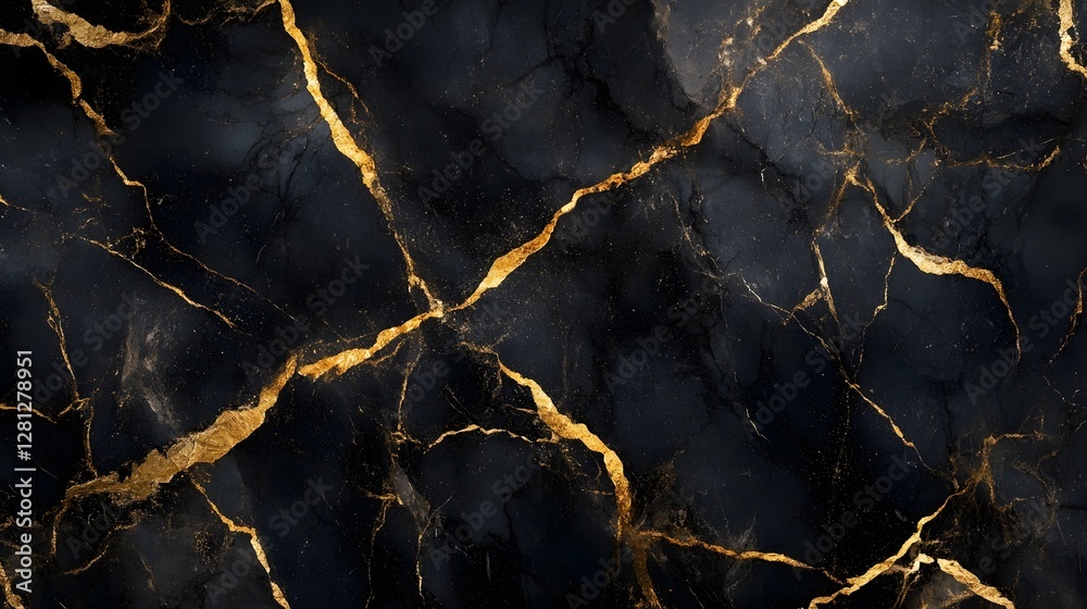 Poster dramatic and luxurious golden marble texture pattern with intricate cracked lines and dark abstract 