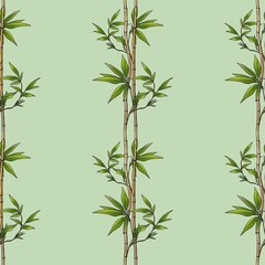 Naklejka premium Seamless Bamboo Pattern Sticks Big Design on Pastel Green Background