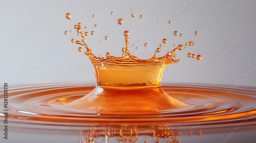Poster Dramatic and visually striking image of an orange water splash with vibrant circular ripples and reflections creating a mesmerizing captivating and ethereal visual experience
