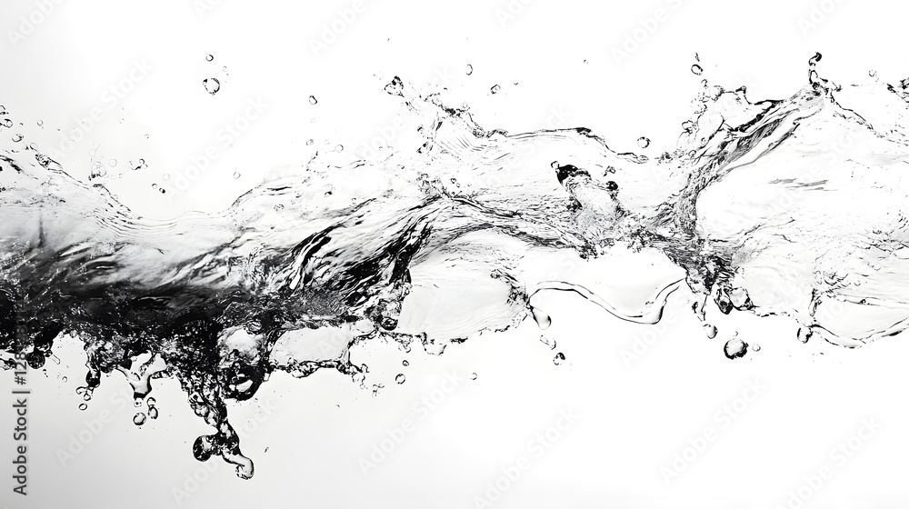 Poster dramatic black and white image showcasing the powerful motion and energy of a dynamic water splash w