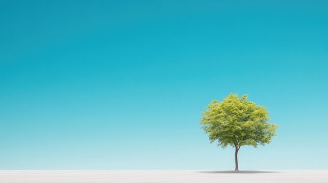 serene landscape with single tree standing tall under clear blue sky symbolizing arbor day essence
