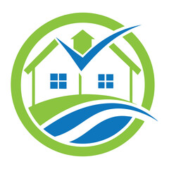 real estate logo eco house icon  and Green House Logo home logo Green house logo design vector with illustration concept