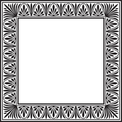Vector monochrome black square classic greek meander ornament. Pattern of ancient Greece. Border, frame of the Roman Empire