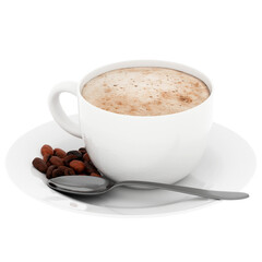 3d render cappuccino coffee cup with transparent background