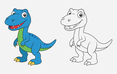 Cute cartoon dinosaur vector art Illustration Isolated on white background
