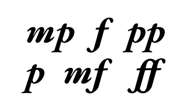 Musical dynamics notation. Vector illustration