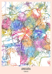 Ankara Türkiye City Map, district banner, business modern landmark, neighborhood paint travel, hometown downtown design, destination landmark