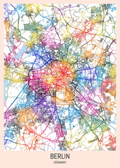 Berlin Germany City Map, district banner, business modern landmark, neighborhood paint travel, hometown downtown design, destination landmark