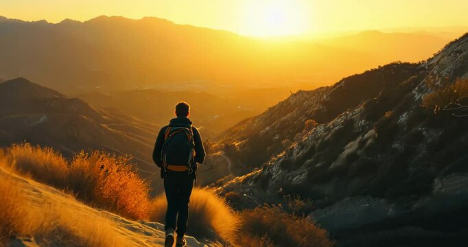 Exploring the Mountain Trail at Sunset