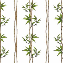 Obraz premium Seamless Pattern Bamboo Branch Design on White Background