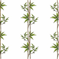 Fototapeta premium Seamless Bamboo Pattern Sticks Big Design on White Background
