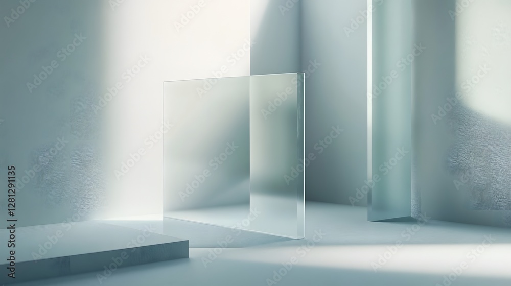 Leinwandbilder elegant minimalist studio scene with abstract geometric shapes soft shadow effects and a serene soph