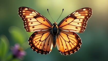 Fototapeta premium Beautiful butterfly with transparent wings for nature-inspired patterns or seasonal designs, symbolizing transformation and beauty