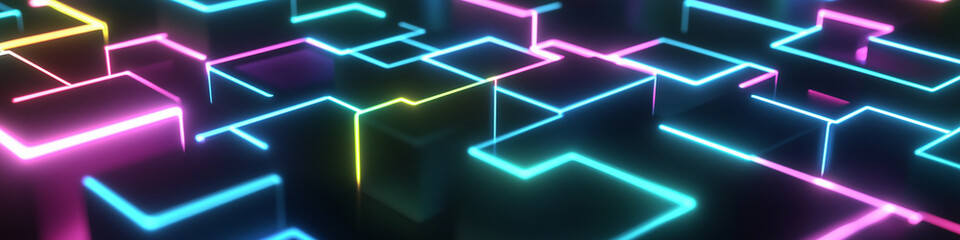Colorful modern digital abstract 3D background with copy space