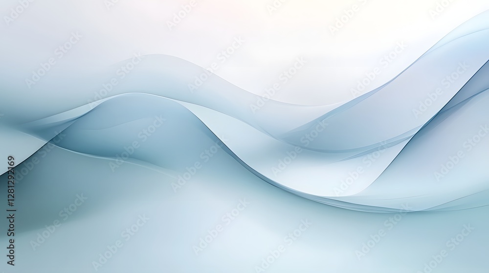 Poster Ethereal blue fluid wave flowing across the frame creating a mesmerizing abstract gradient backdrop with a contemporary minimalist and digital design
