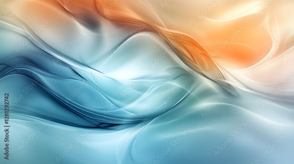 Poster Ethereal Fluid Motion Abstract with Vibrant Iridescent Color Gradient Waves and Swirls   Digital Render with Captivating Smooth Flowing Shapes and Patterns