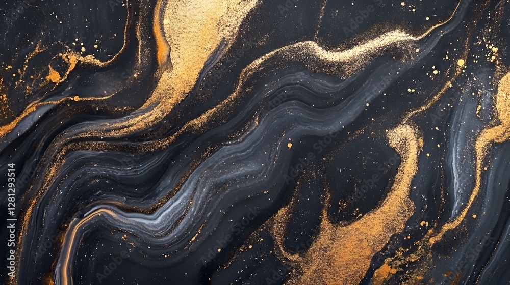Poster exquisite abstract art piece featuring a dynamic and fluid marble like texture in rich shimmering to