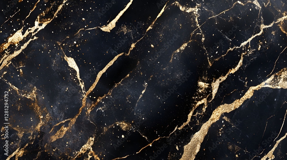 Aufkleber Exquisite Black and Gold Marble Texture with Vibrant Swirling Patterns for Luxury and Premium Backgrounds  This high end elegant marble surface features a design with intricate details and a premium