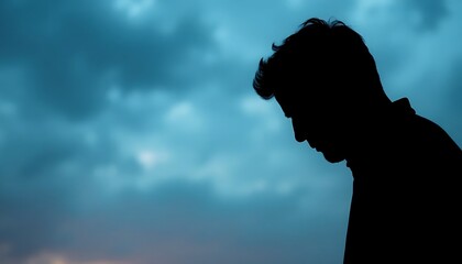 A Depressed Person Stromy Weather Background
