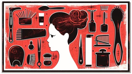 Female Hairdresser with Salon Equipment Vector Illustration