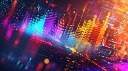 Abstract Digital Data Visualization Colorful Lights