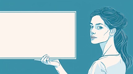 Freepik Flat Vector Illustration: Woman Holding Whiteboard