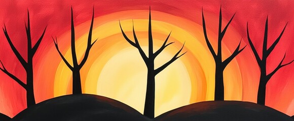 sunset in the forest