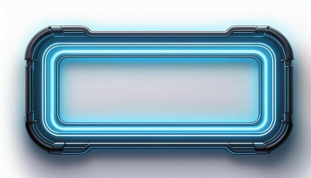 rectangle neon futuristic sign frame on a white isolated background generative ai