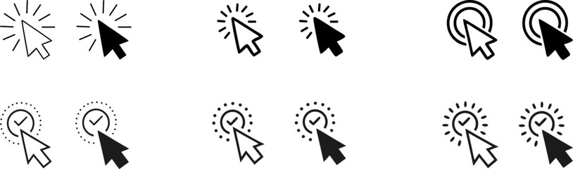 computer mouse cursor symbol, hand click pointer icon, hand mouse click vector art illustration