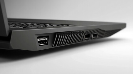 Close-up View of Laptop Side Edge with Ports and Cooling Vent Design