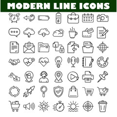 Modern Line Icons Business, Technology, and Everyday Life Symbols