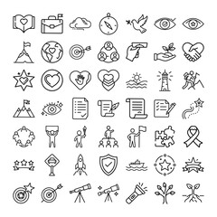 Fototapeta premium Vision, Goals, Success, Teamwork, Leadership, Growth, Strategy, Heart, Icon Set, Achievement
