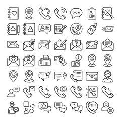 Communication Icons Contact, Email, Phone, Message, Location, Support